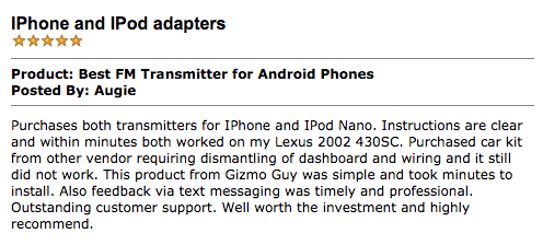 iPhone FM Transmitter Testimonail Augie 08 01 20