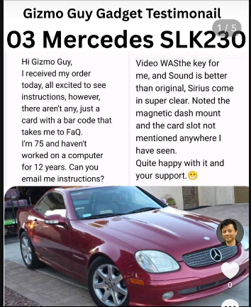 Gizmo Guy Gadget 5-star customer review for 2003 Mercedes SLK230 factory radio Bluetooth upgrade
